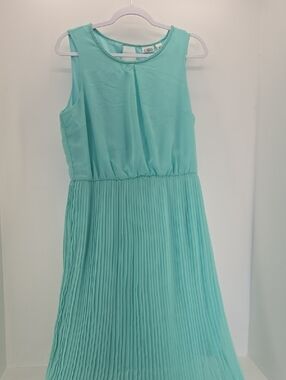 Cato Girls' Sleeveless Mint Green Pleated Dress